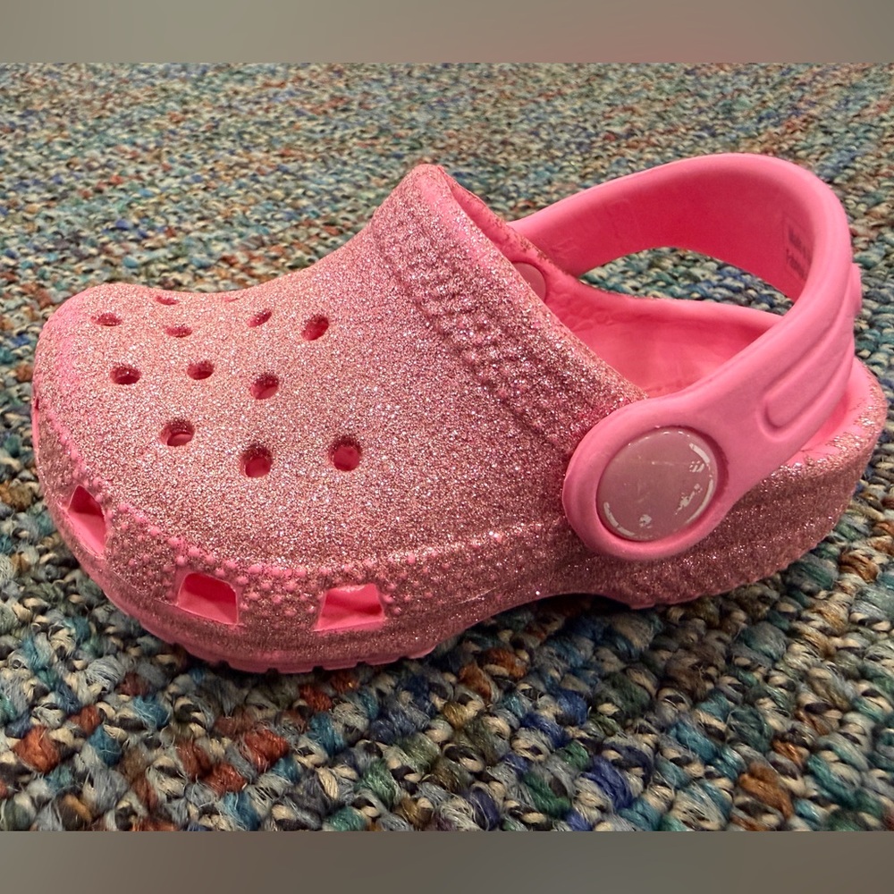 CROCS Kids' Sandals, Glitter Pink, Baby Size 4
